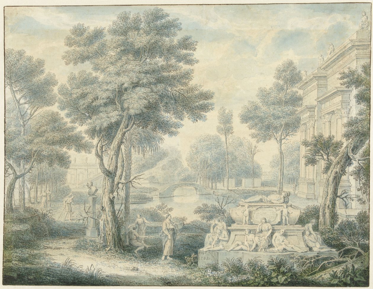 Arkadische Landschaft mit einem Grabmal von Louis Fabritius Dubourg