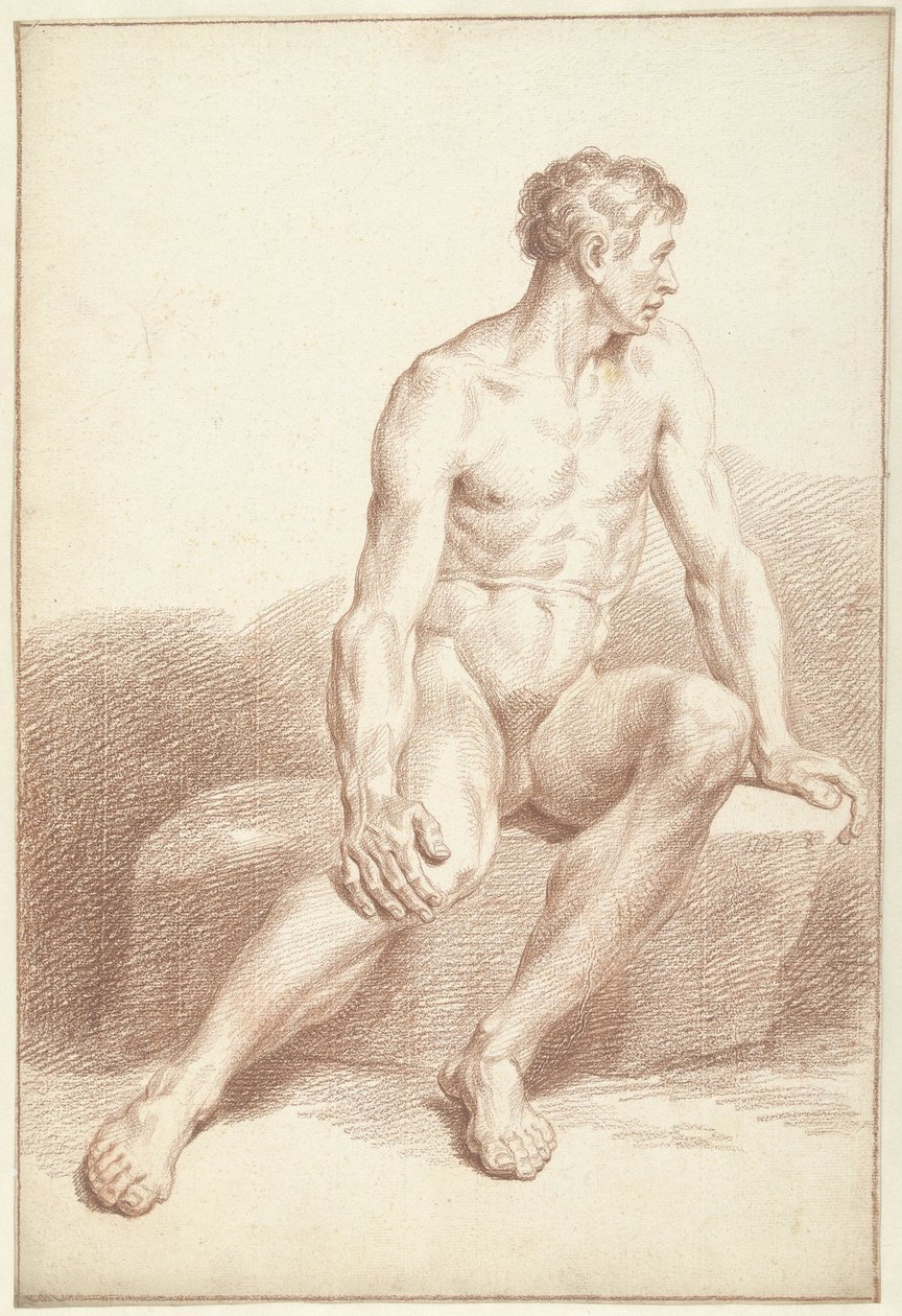 Männlicher Akt, sitzend, nach rechts gewandt von Louis Fabritius Dubourg