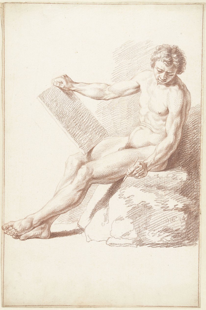 Sitzender Akademieakt, als Zeichner von Louis Fabritius Dubourg