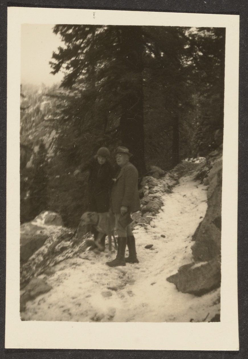 Paar mit Hund im Schnee von Louis Fleckenstein