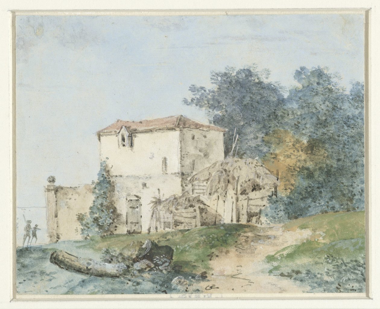 Landhaus in einer Landschaft von Louis Gabriel Moreau