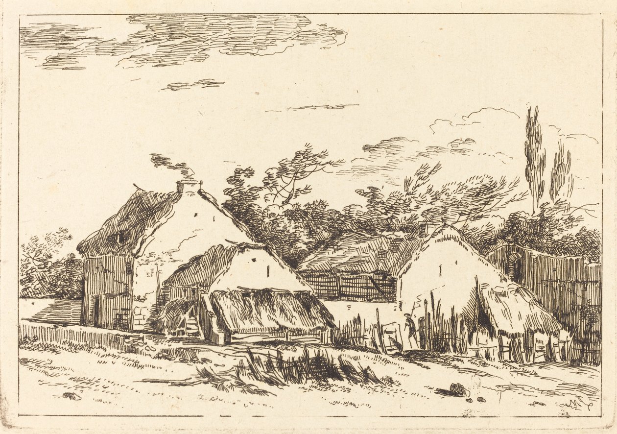 Zwei Scheunen von Louis Gabriel Moreau the Elder