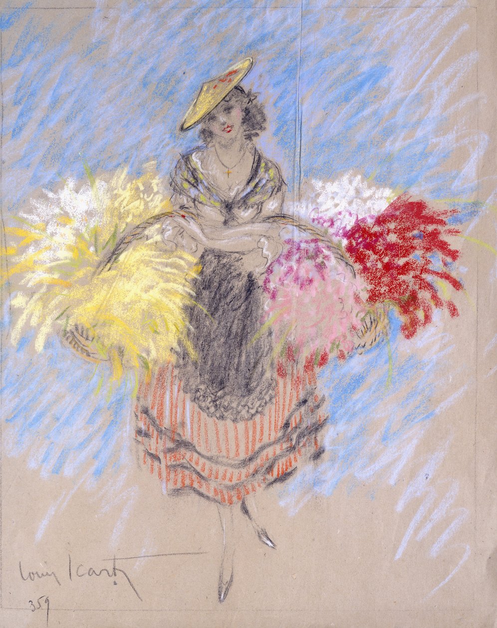 Blumenverkäufer von Louis Icart