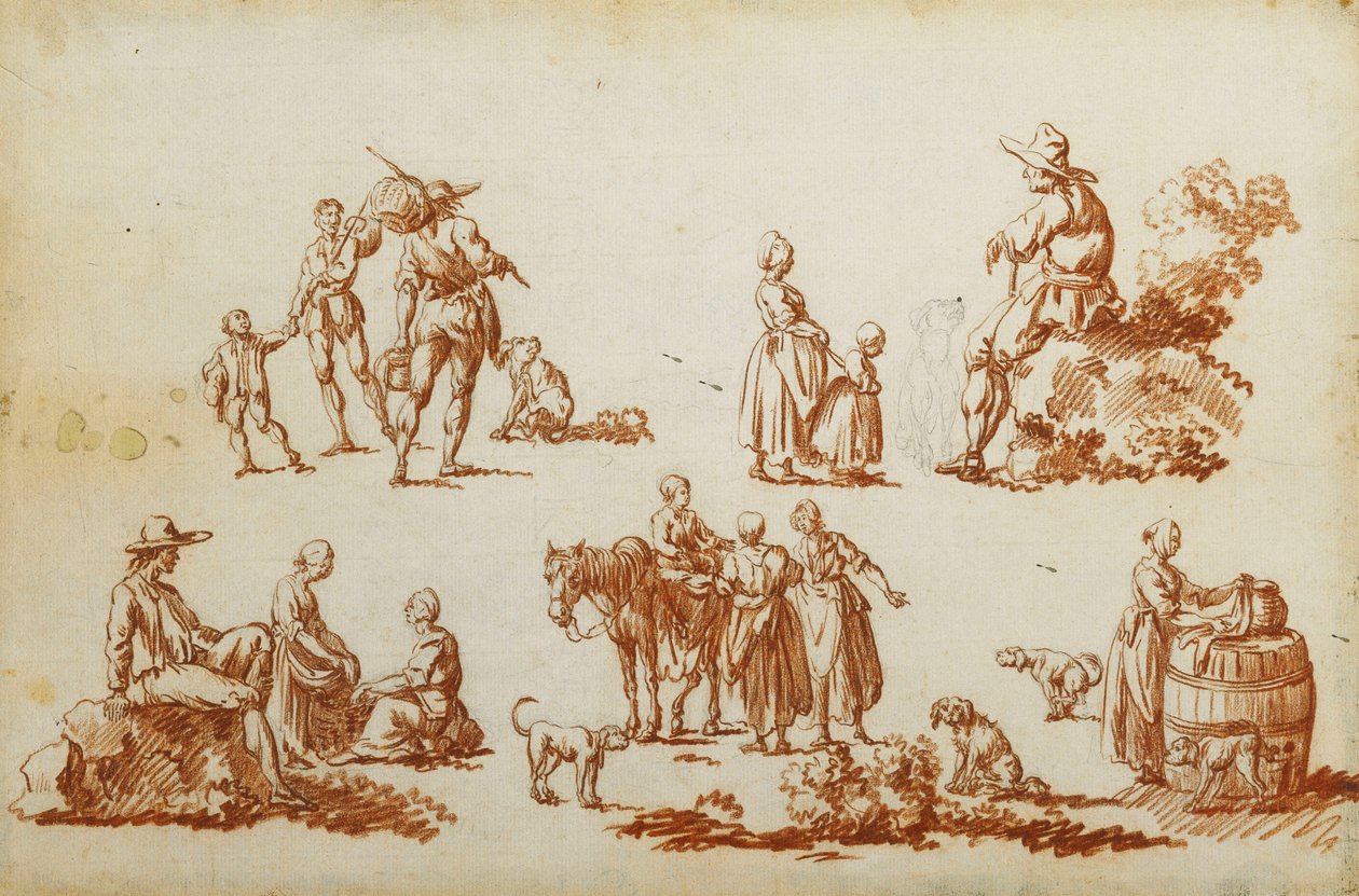 Studien von Figuren und Tieren von Francois Louis Joseph Watteau