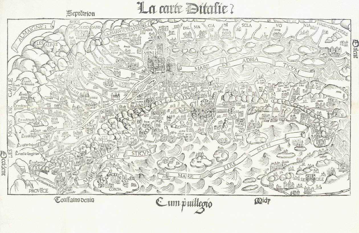 Die Karte von Italien, ca. 1830 von Louis Julien Jacottet