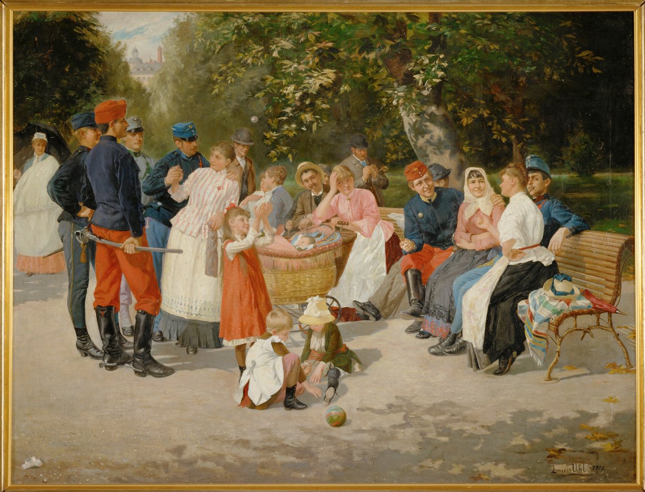 Kindermädchen im Park von Louis Uhl