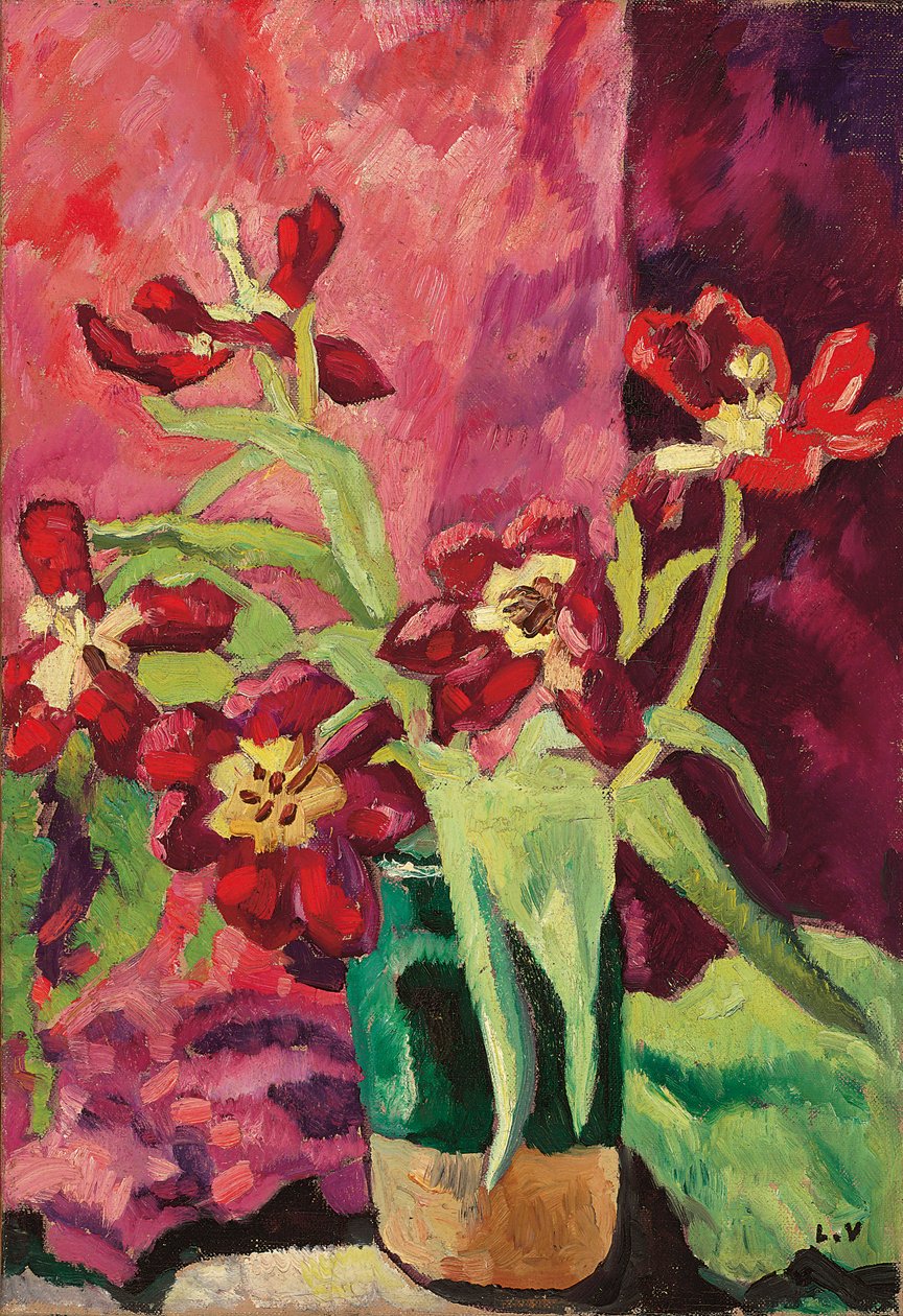 Vase, rote Tulpen von Louis Valtat