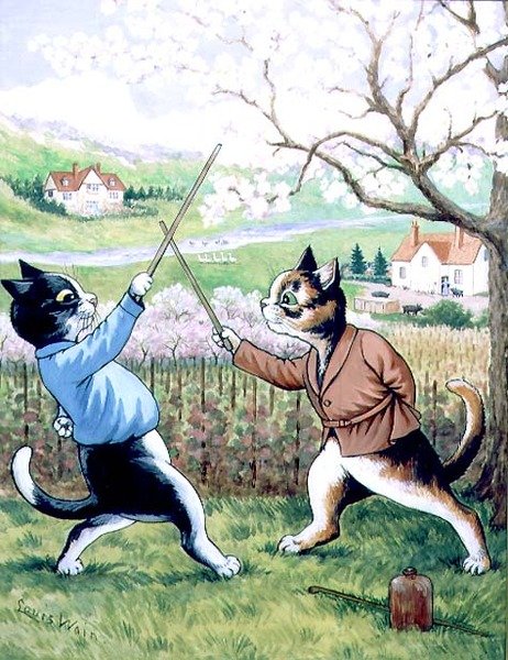 Fechtende Katzen von Louis Wain