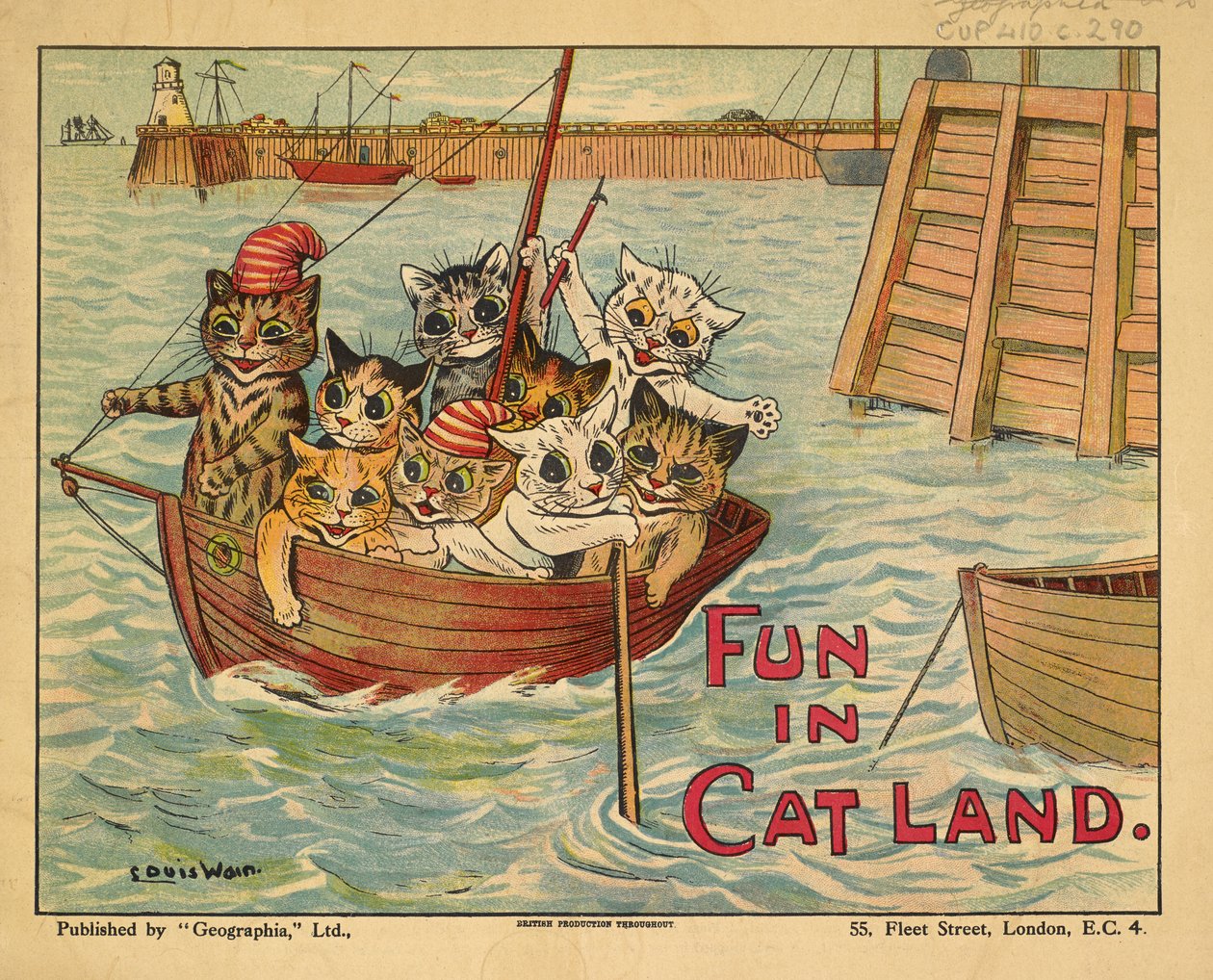 Katzen in einem Boot von Louis Wain