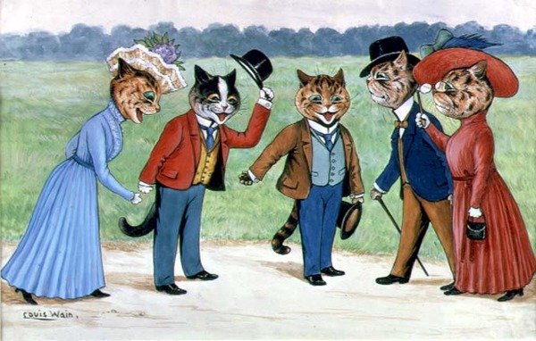 Spazierende Katzen von Louis Wain