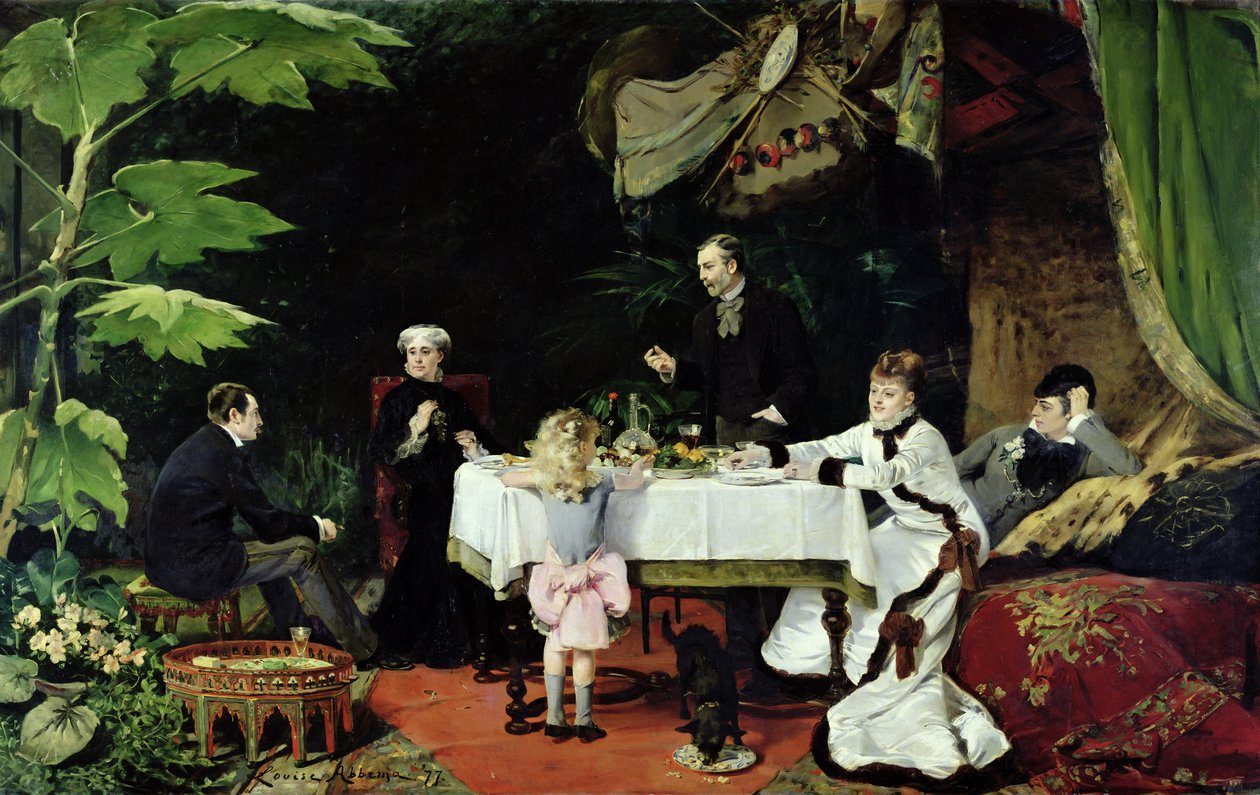 Das Mittagessen im Wintergarten, 1877 von Louise Abbéma