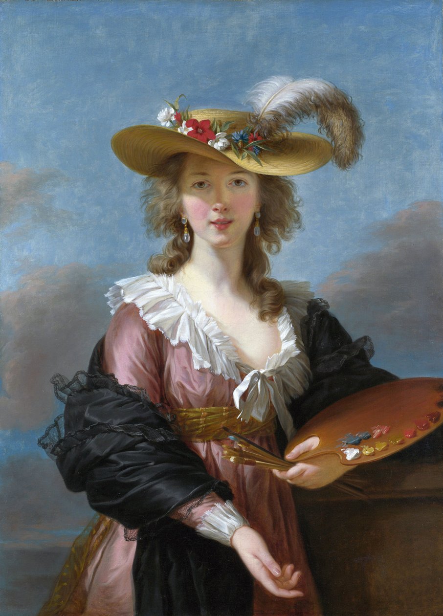 Selbstporträt mit Strohhut von Elisabeth Louise Vigee Lebrun