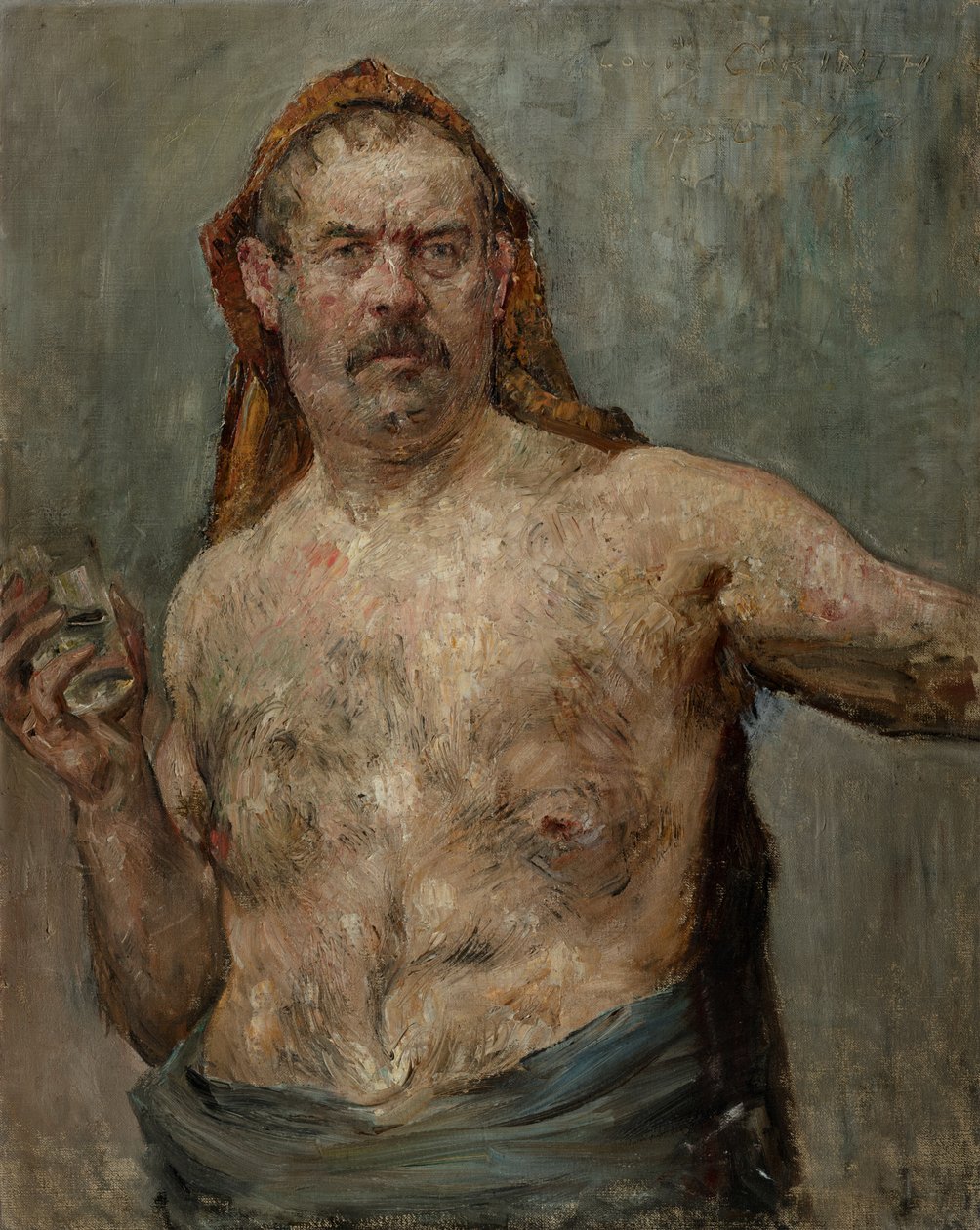 Selbstporträt mit einem Glas, 1907 von Lovis Corinth
