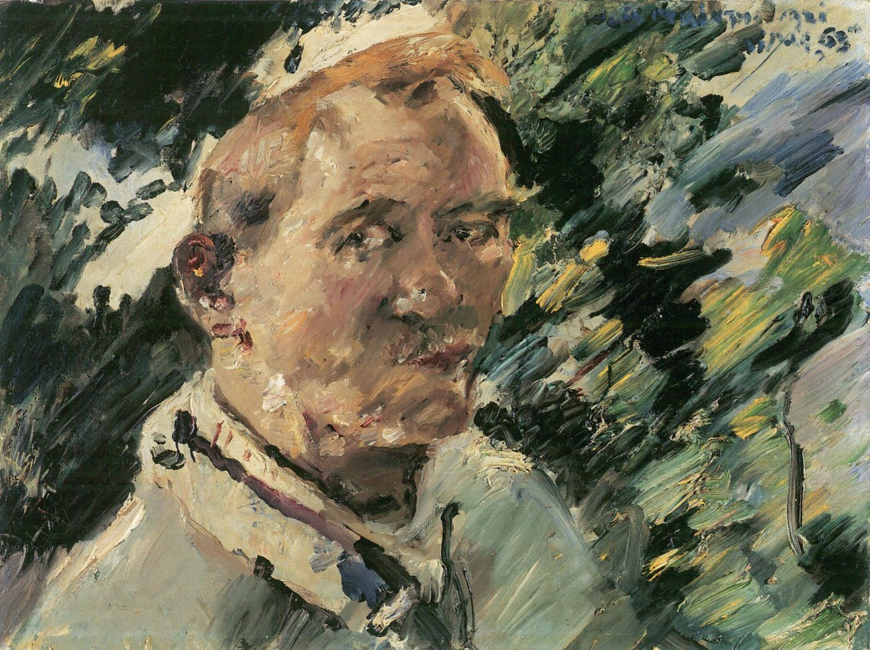 Kleines Selbstporträt vor dem Walchensee von Lovis Corinth