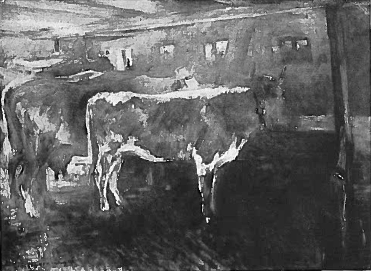 Kühe im Stall von Lovis Corinth