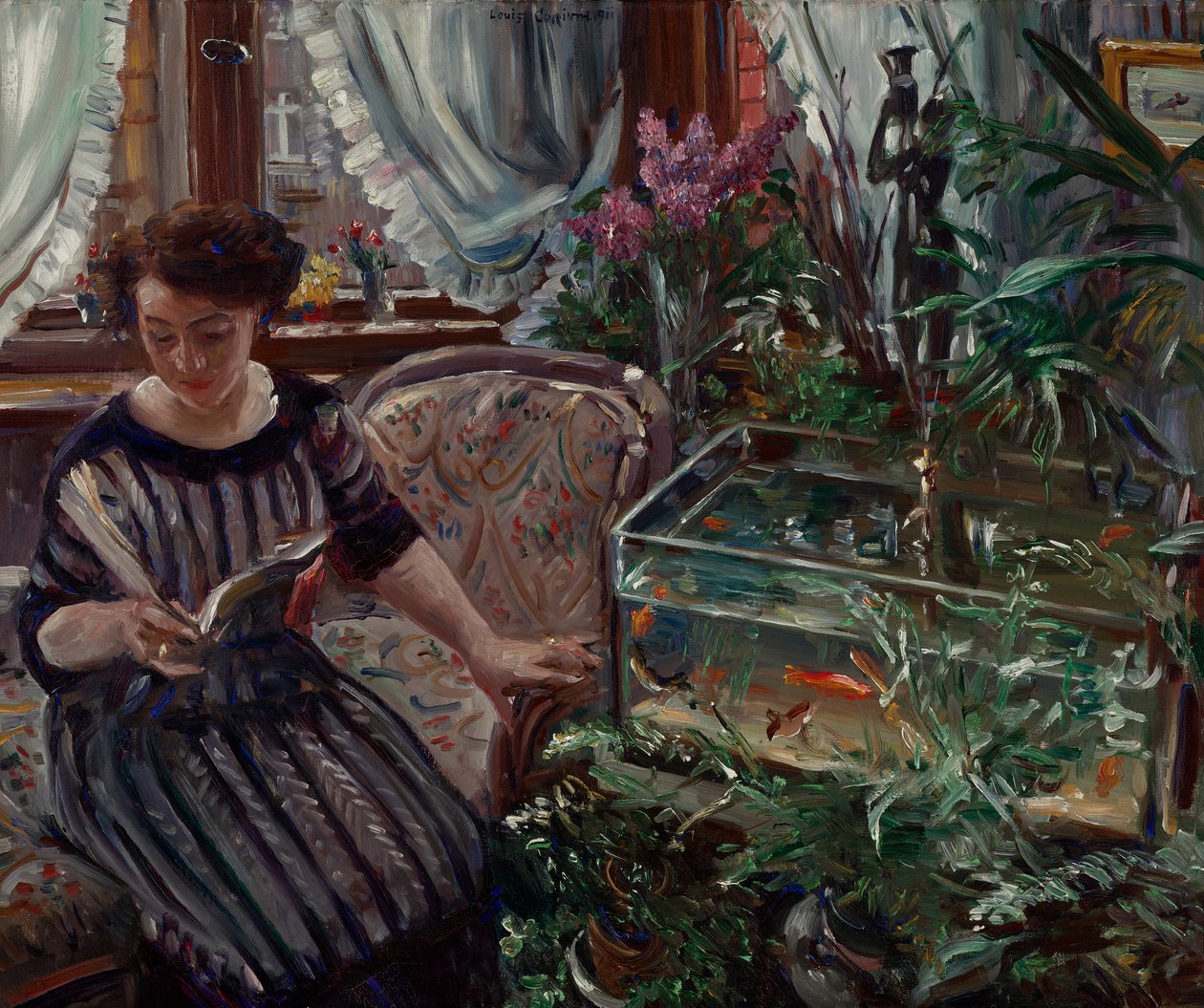 Dame am Goldfischbassin von Lovis Corinth