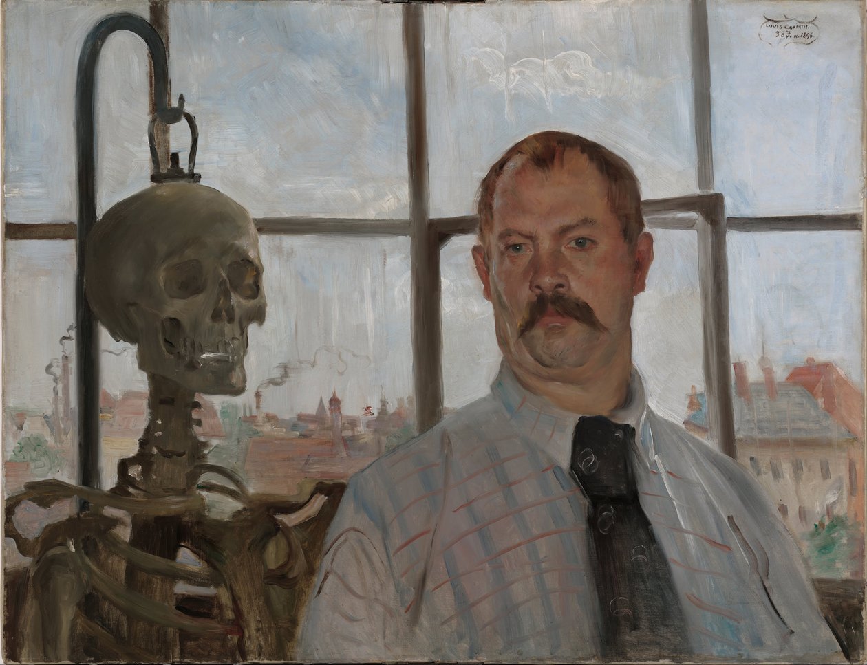Selbstporträt mit Skelett von Lovis Corinth