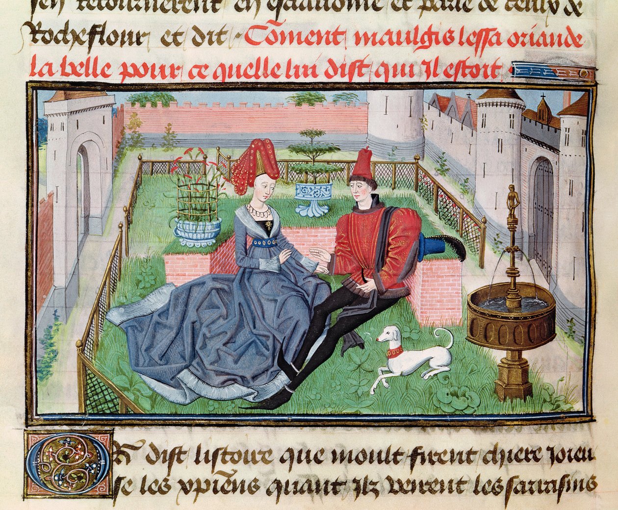 Ms 5072 f.71v Der Garten der Liebe, aus dem Reaud de Montauban-Zyklus von Loyset Liedet