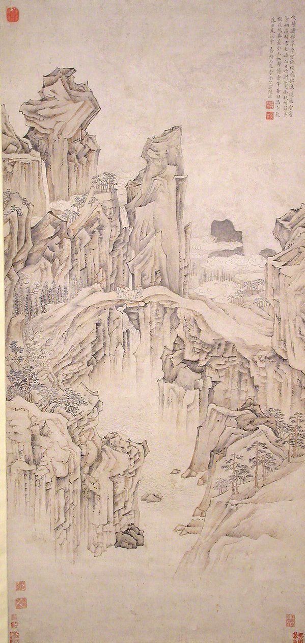 Natürliche Felsbrücke, datiert 1556 von Lu Zhi