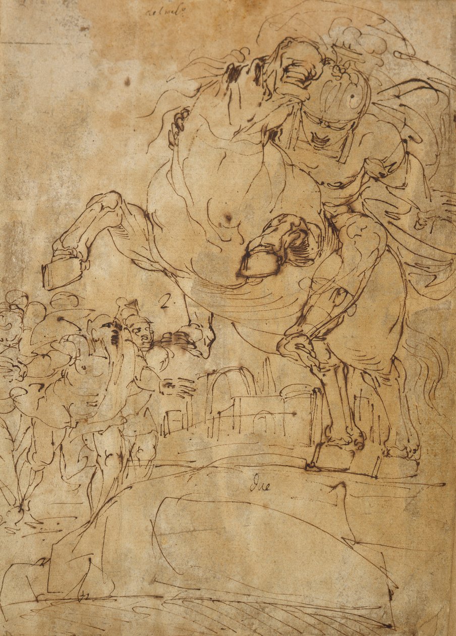 Marcus Curtius springt in den Abgrund, ca. 1574 von Luca Cambiaso