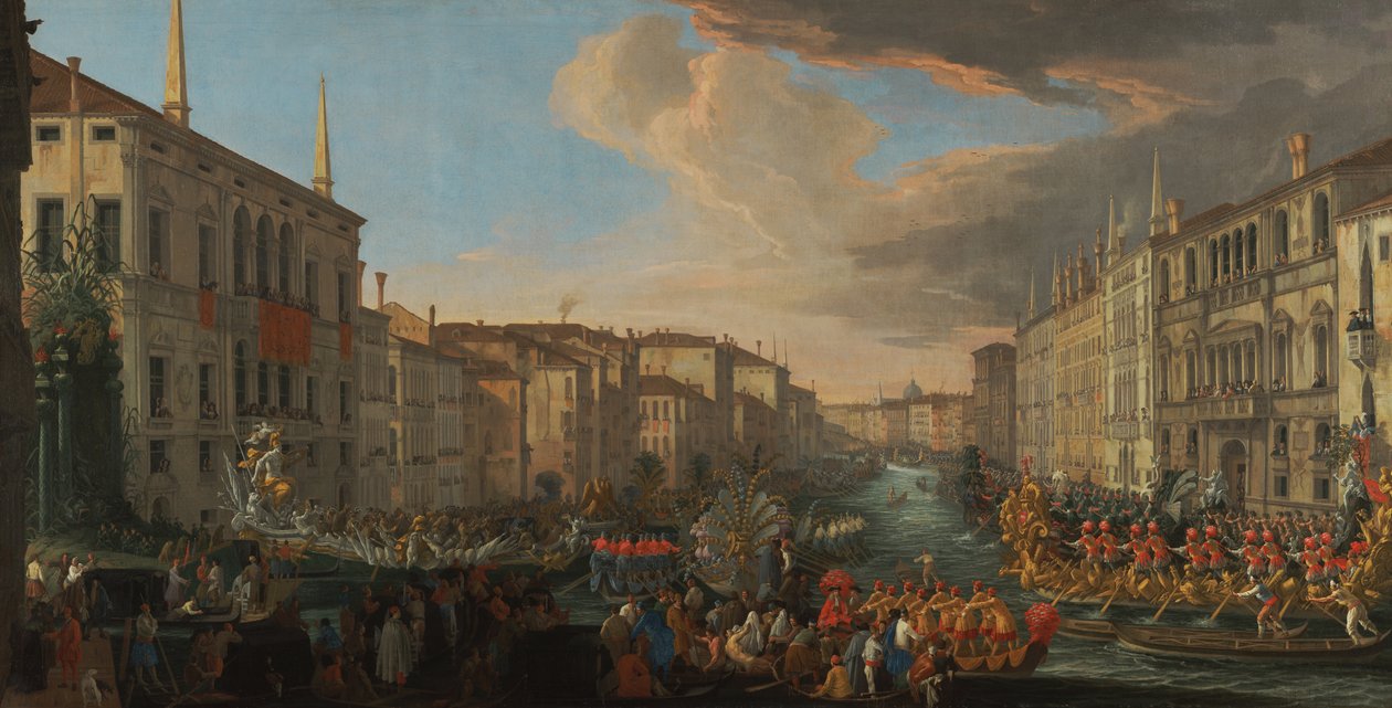 Regatta auf dem Canal Grande zu Ehren von Friedrich IV., König von Dänemark von Luca Carlevarijs