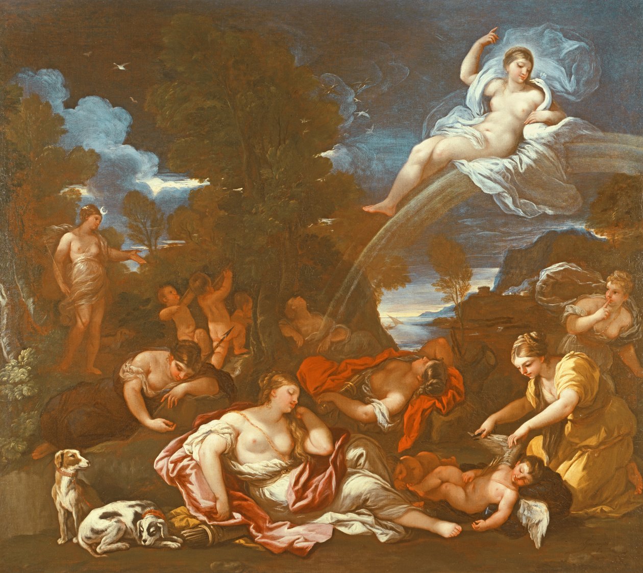 Die Entwaffnung des Amor (Öl) von Luca Giordano