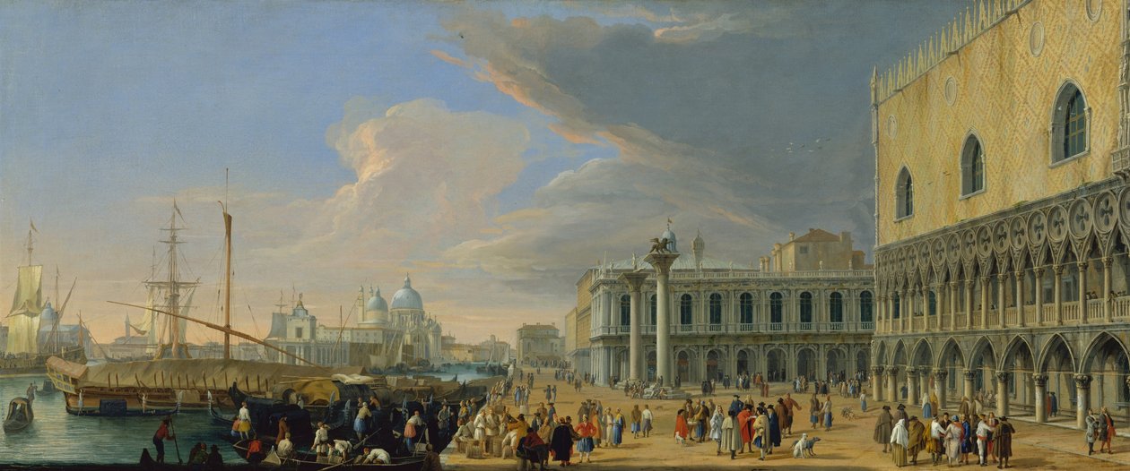 Der Molo, Venedig, Blick nach Westen, um 1709 von Luca Carlevaris