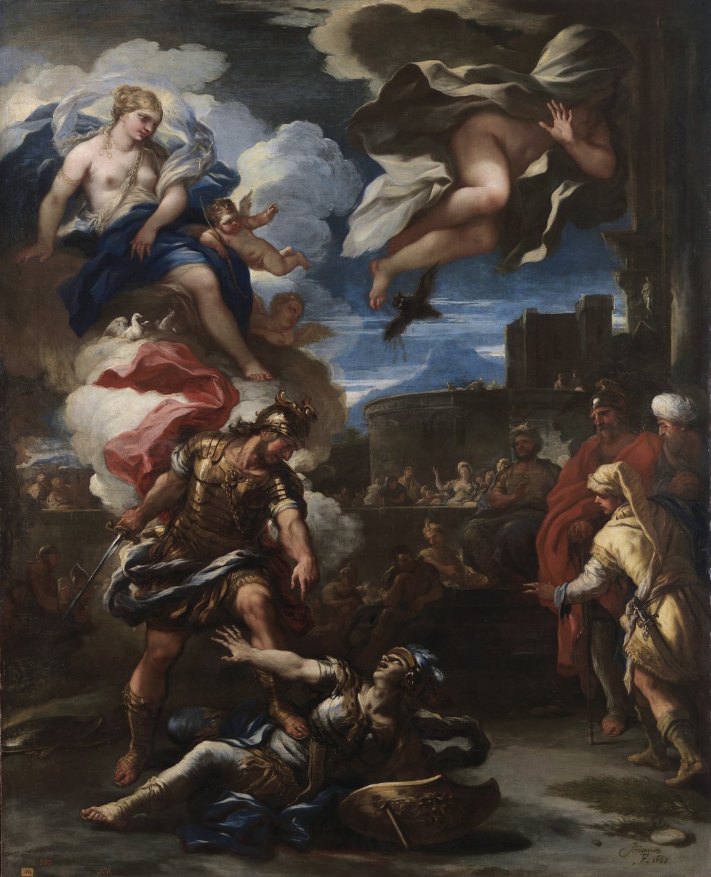 Aeneas besiegt Turnus, 1688 von Luca Giordano