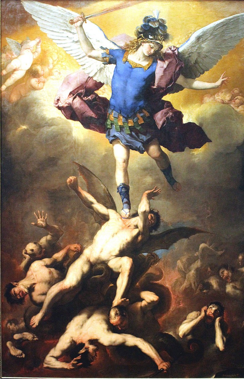 Erzengel Michael stürzt die abtrünnigen Engel von Luca Giordano