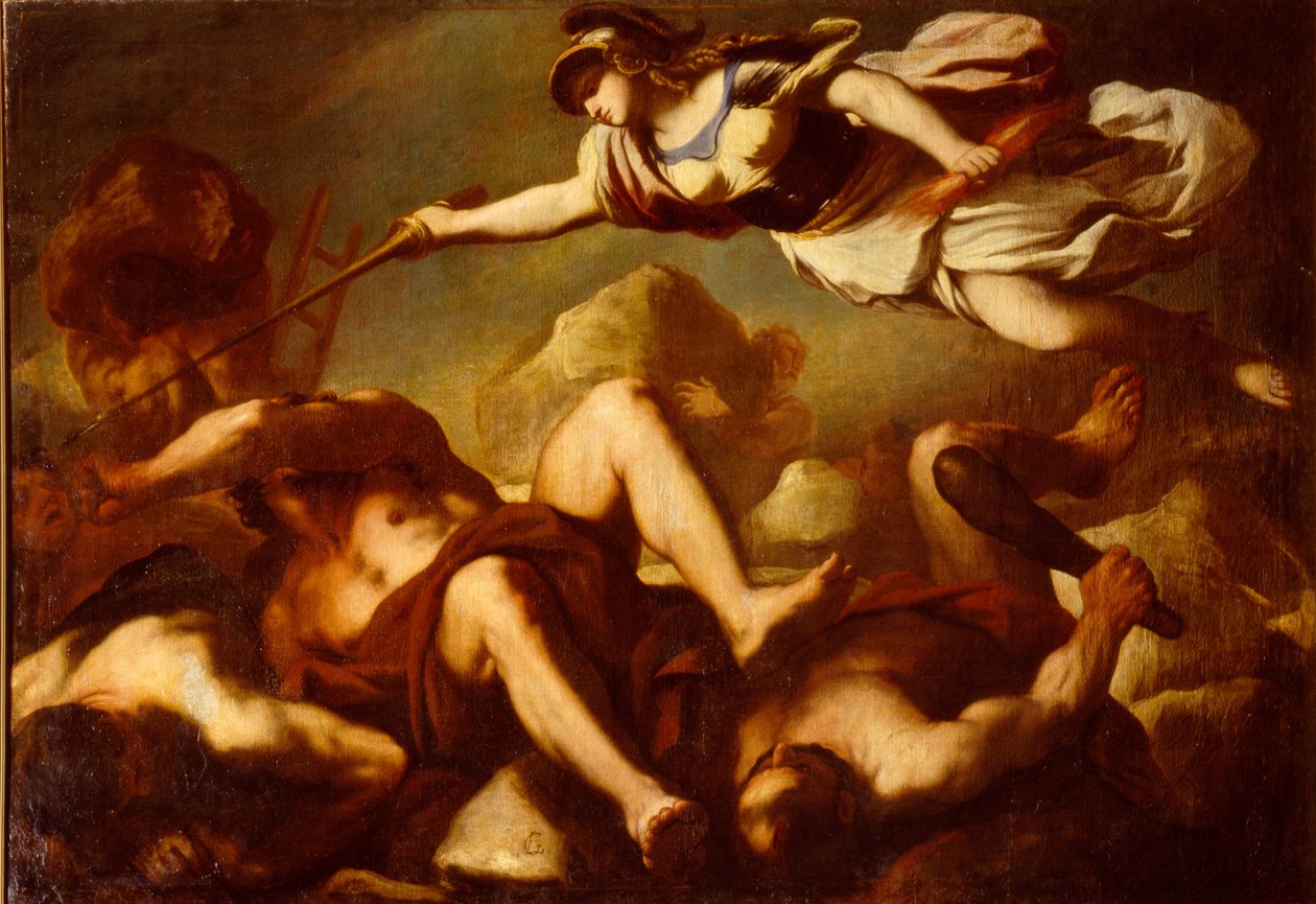 Minerva im Kampf gegen die Giganten von Luca Giordano