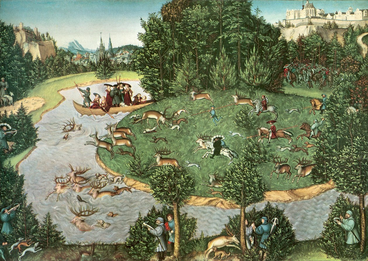 Eine Hirschjagd mit dem Kurfürsten Friedrich dem Weisen von Lucas Cranach the Elder