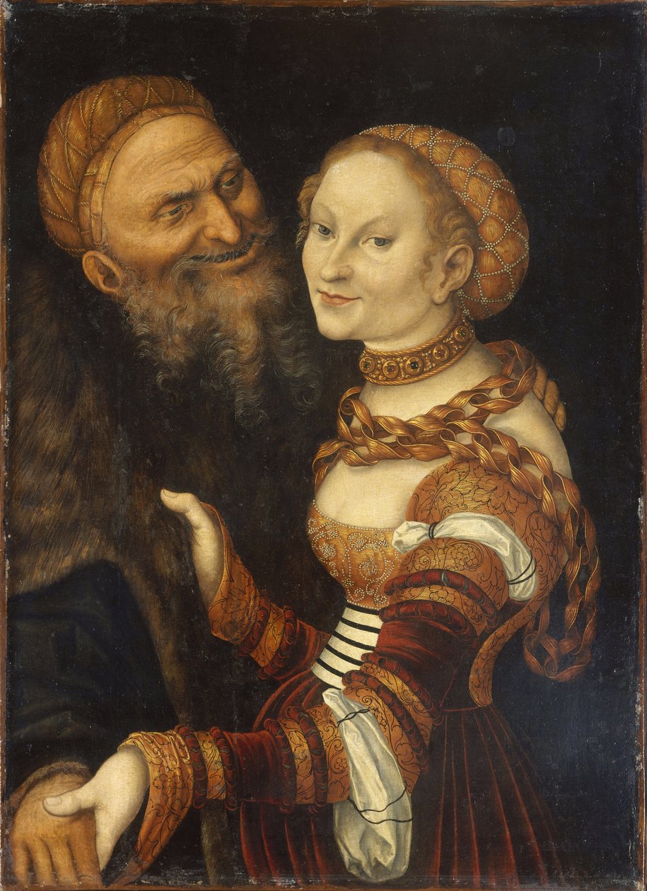 Kurtisane und alter Mann von Lucas Cranach the Elder