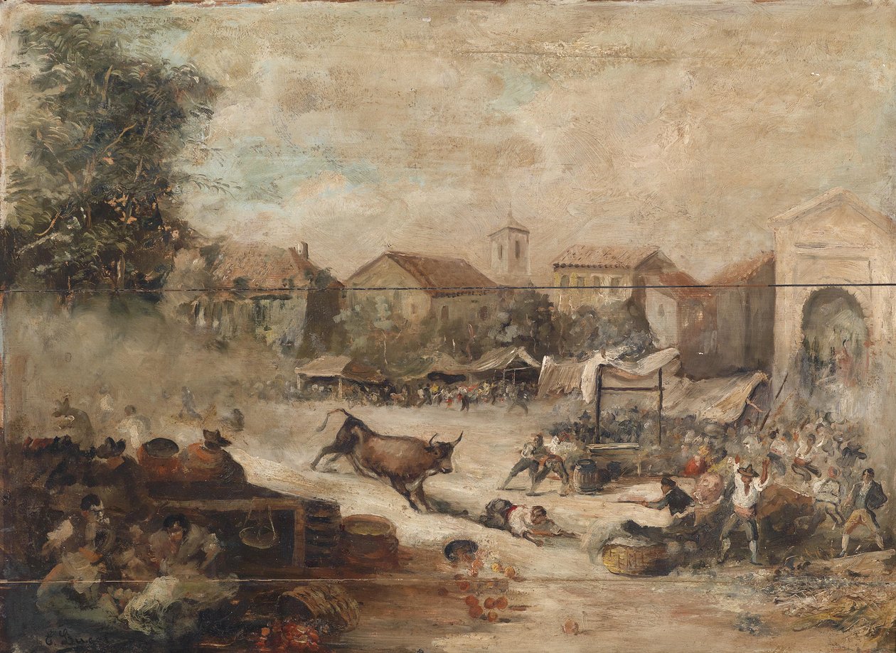 Dem Stier entkommen von Eugenio Lucas Velázquez