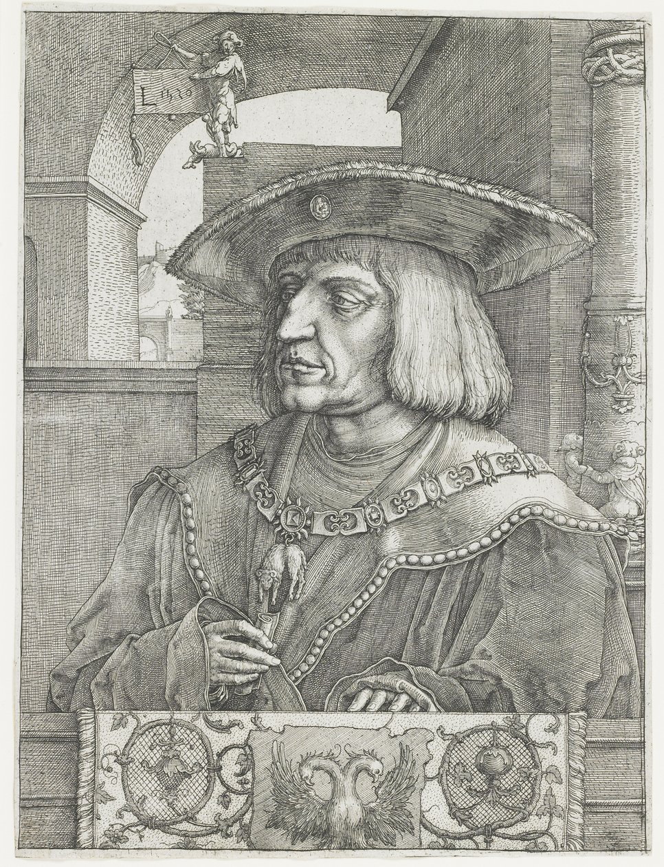 Kaiser Maximilian I., 1520 von Lucas van Leyden
