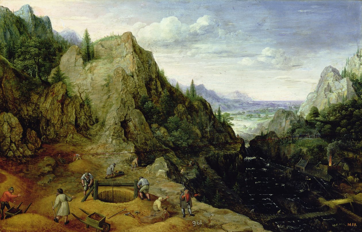Landschaft mit einer Gießerei, 1595 von Lucas van Valckenborch