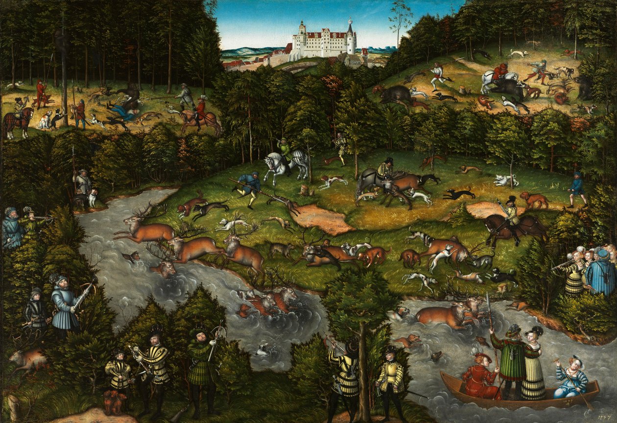 Jagd in der Nähe von Schloss Hartenfels, 1540 von Lucas Cranach