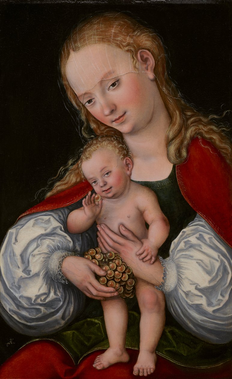 Madonna und Kind mit Trauben von Lucas Cranach the Elder