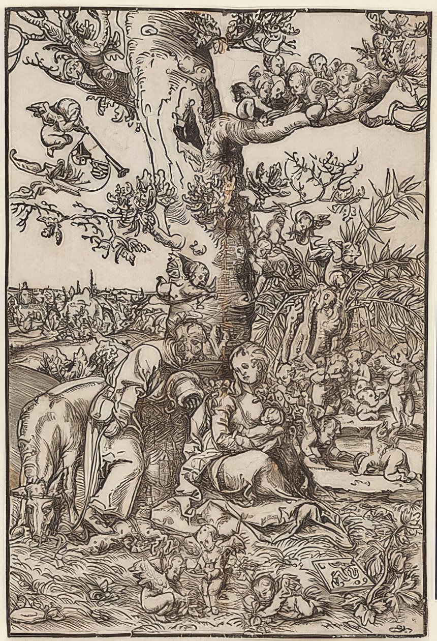 Ruhe auf der Flucht von Lucas Cranach the Elder