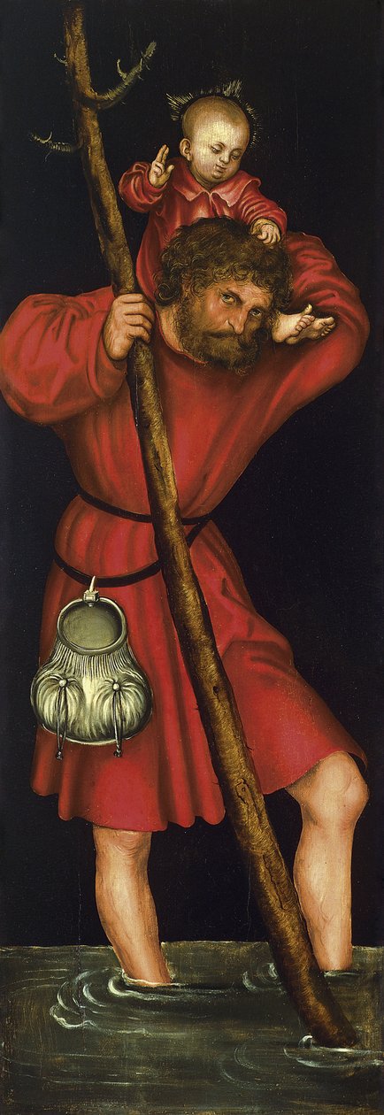 Heiliger Christophorus [verso, linker Flügel] von Lucas Cranach the Elder
