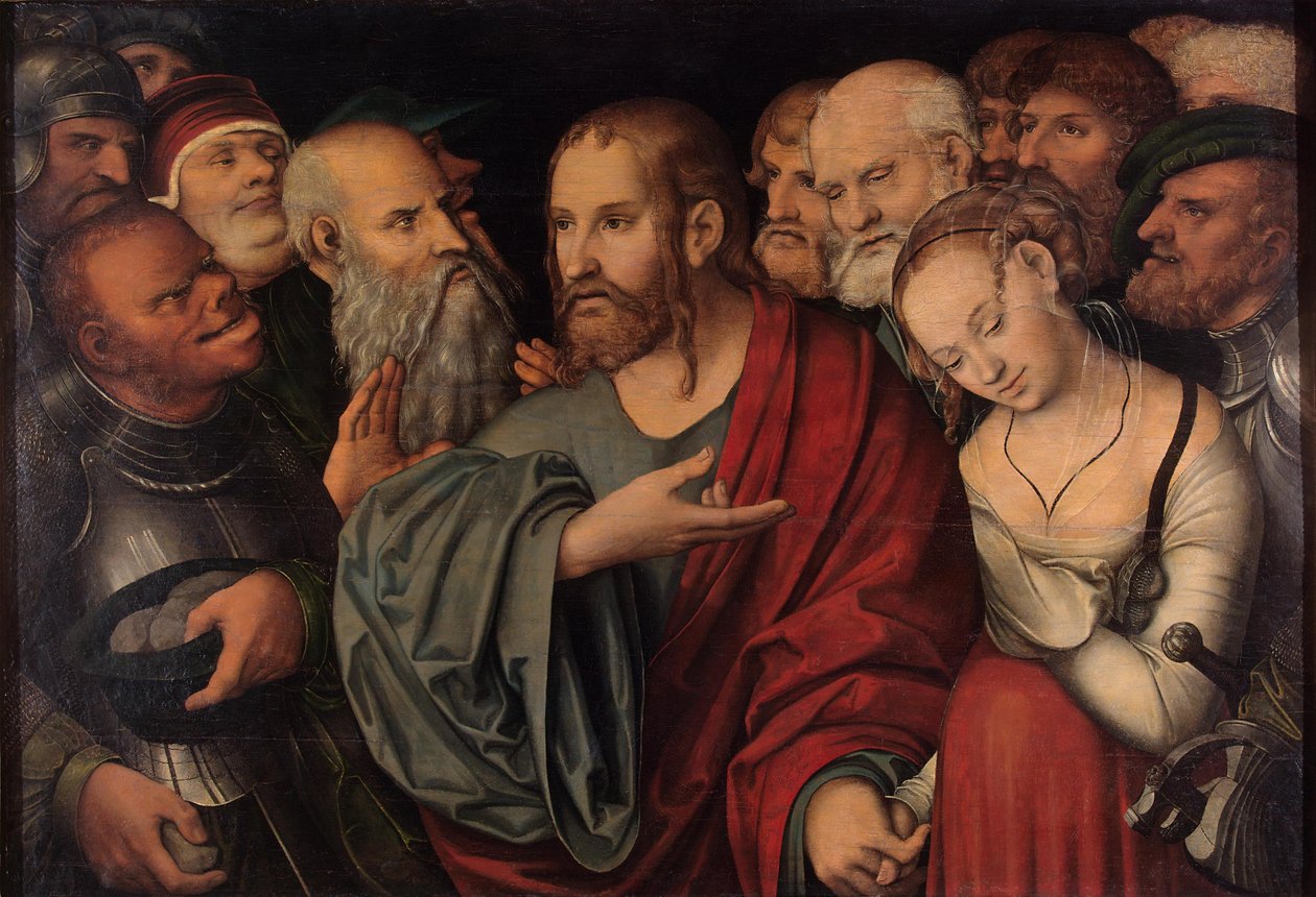 Christus und die Ehebrecherin von Lucas Cranach the Younger