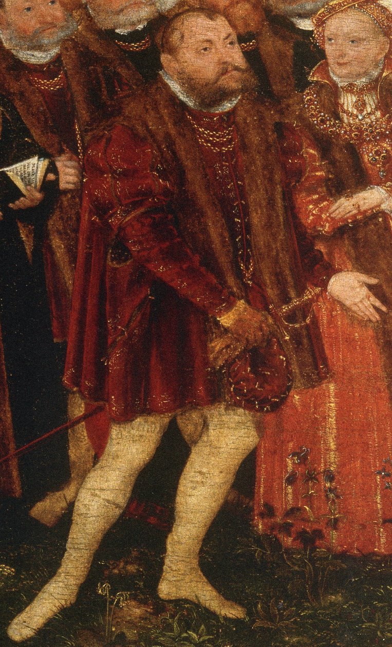 Die Taufe Christi (Detail) von Lucas Cranach the Younger