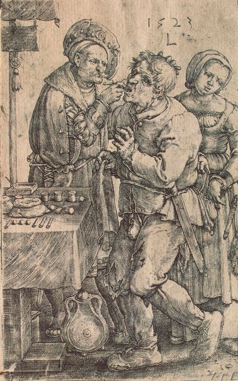 Zahnarzt, 1523 von Lucas Leyden van