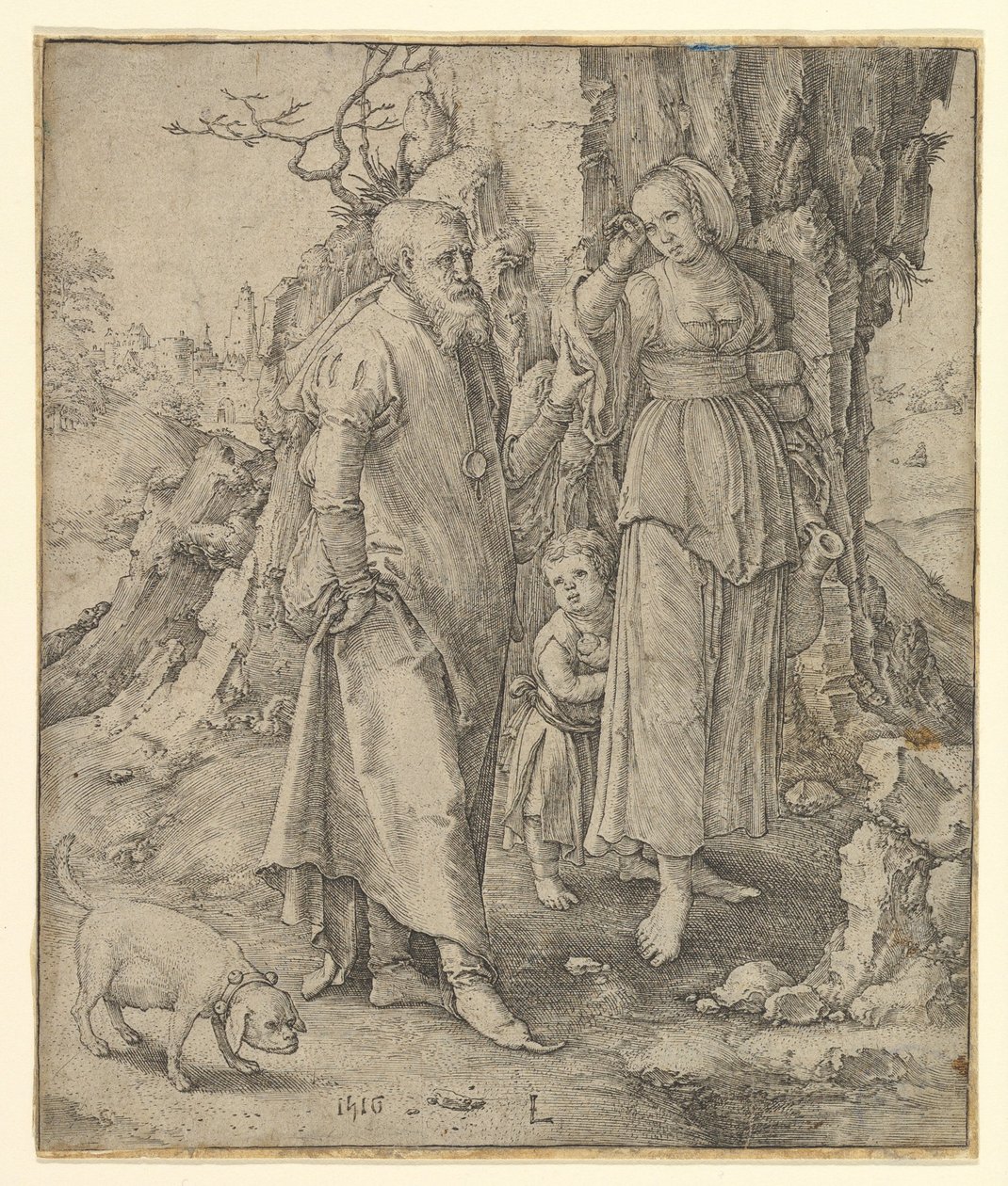 Abraham vertreibt Hagar, 1516 von Lucas van Leyden