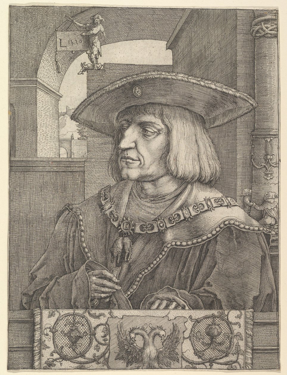 Kaiser Maximilian I., 1520 von Lucas van Leyden