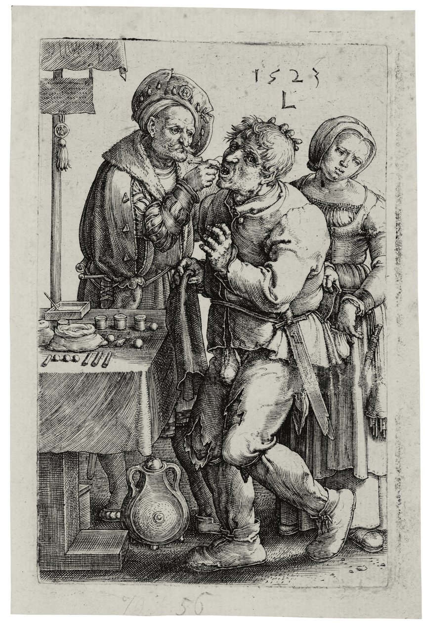 Der Zahnarzt, 1523 von Lucas van Leyden