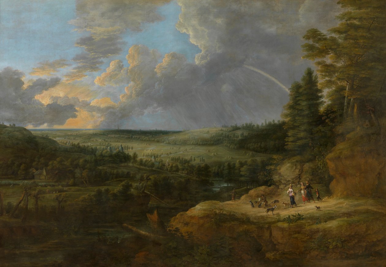 Landschaft mit Regenbogen von Lucas van Uden