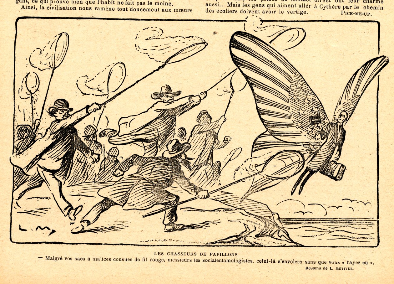 Le Rire rouge, satirisch in Schwarz-Weiß von Lucien Metivet