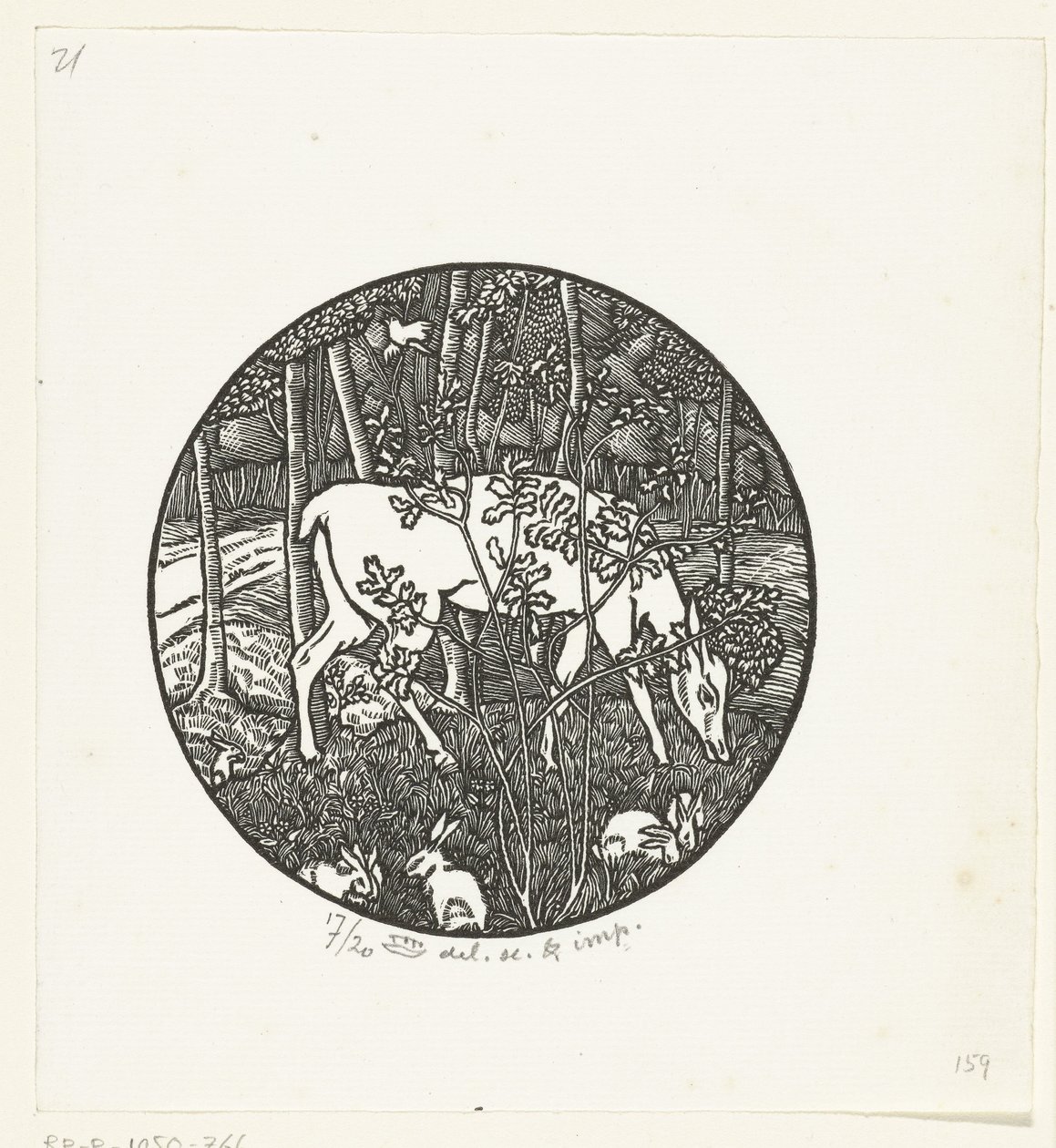 Weidender Hirsch von Lucien Pissarro