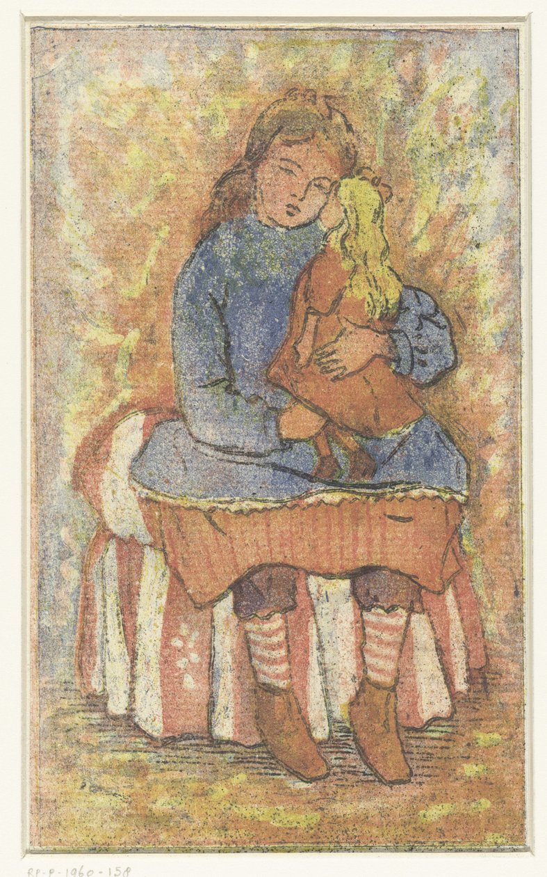 Mädchen mit Puppe von Lucien Pissarro
