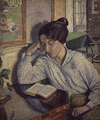 Porträt von Gladys Chivers beim Lesen von Lucien Pissarro